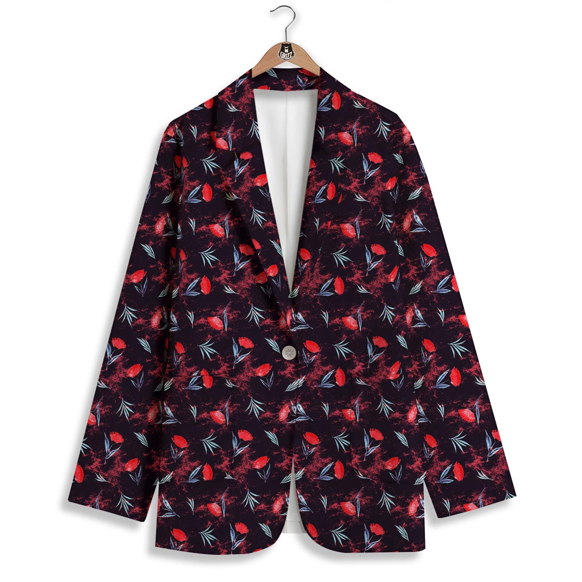 Carnation Black And Red Print Pattern Women's Blazer-grizzshop