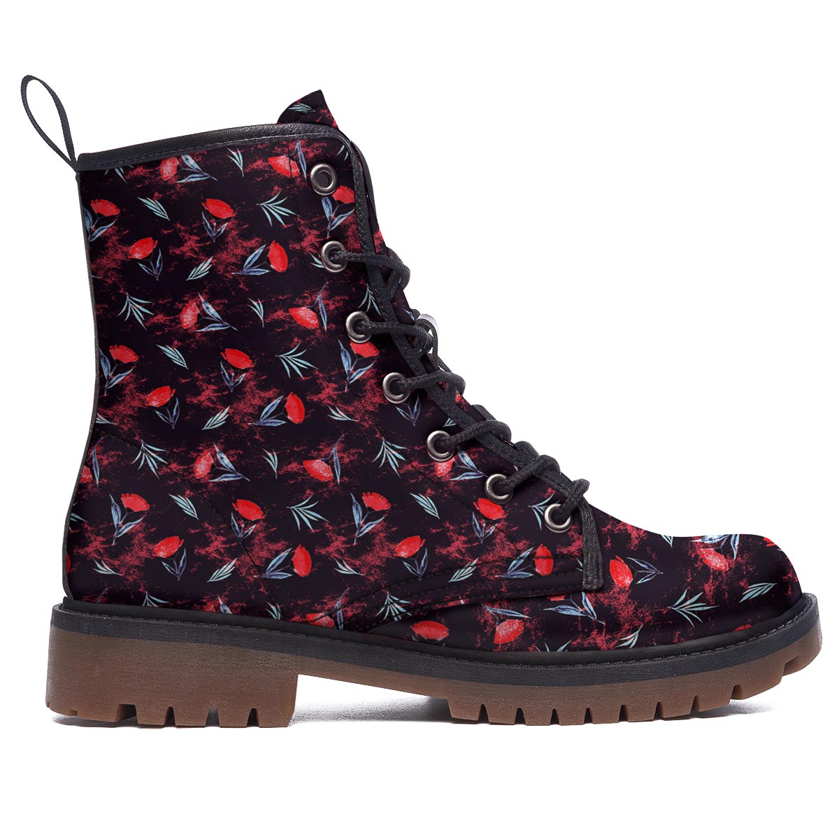 Carnation Black And Red Print Pattern Work Boots-grizzshop