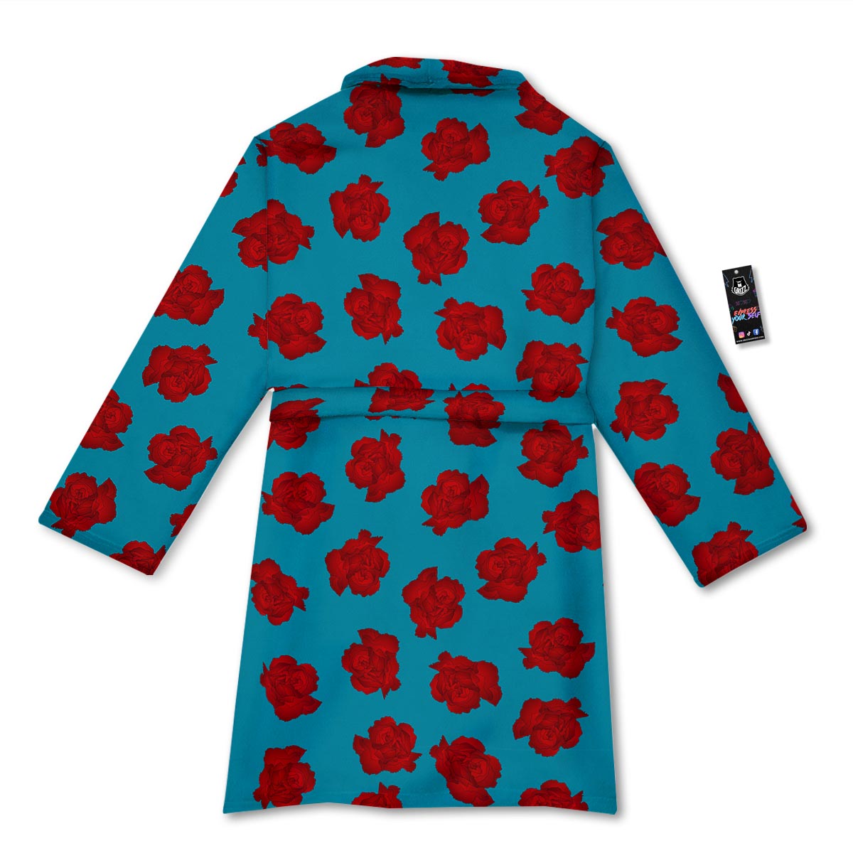 Carnation Blue And Red Print Pattern Bathrobe-grizzshop