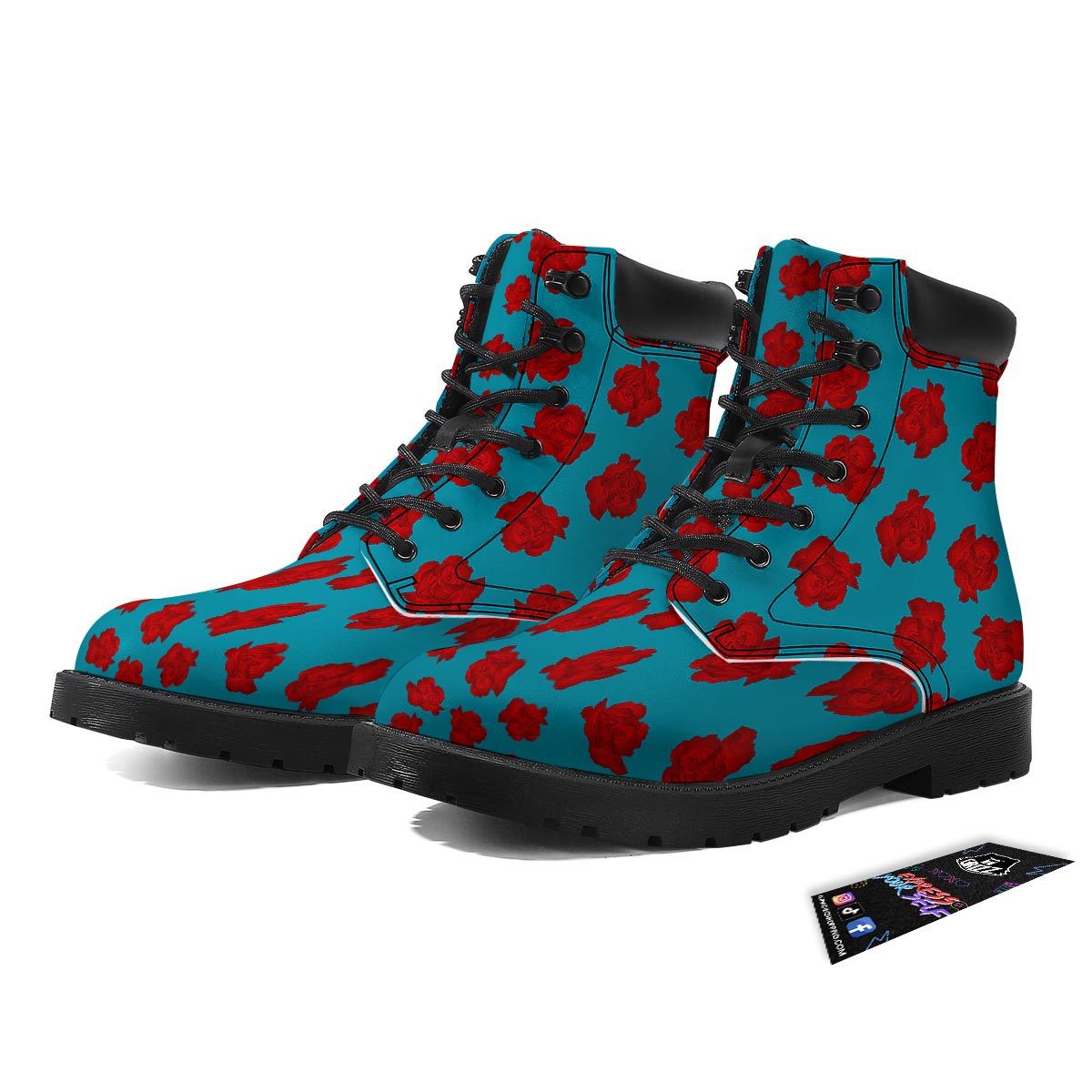 Carnation Blue And Red Print Pattern Boots-grizzshop