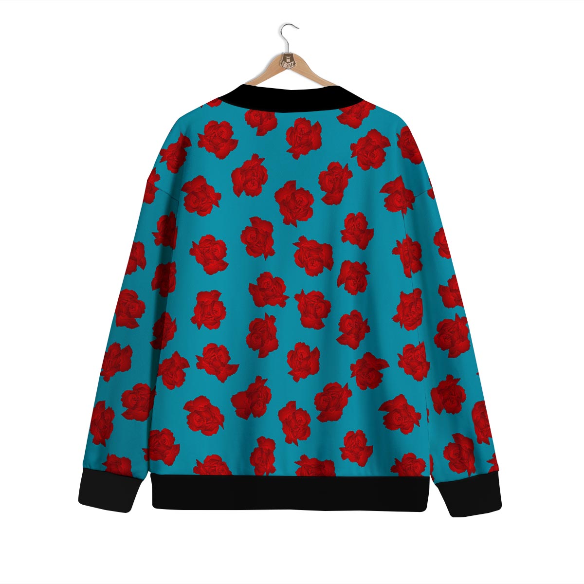 Carnation Blue And Red Print Pattern Cardigan-grizzshop