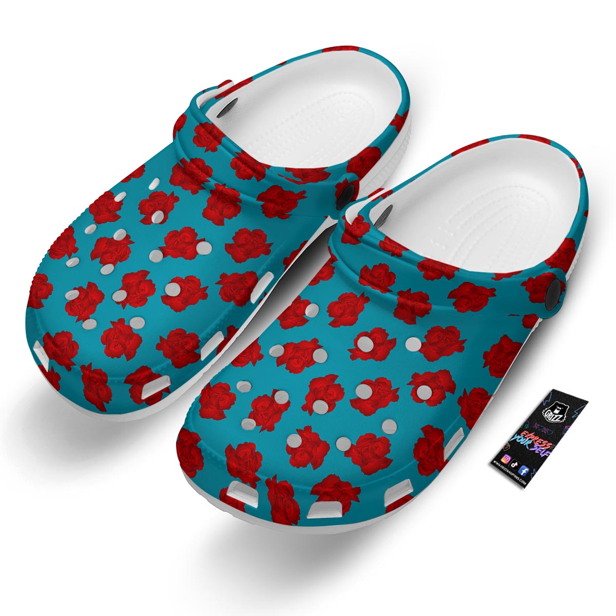 Carnation Blue And Red Print Pattern Clog-grizzshop