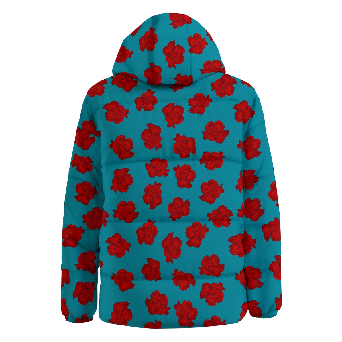 Carnation Blue And Red Print Pattern Down Jacket-grizzshop