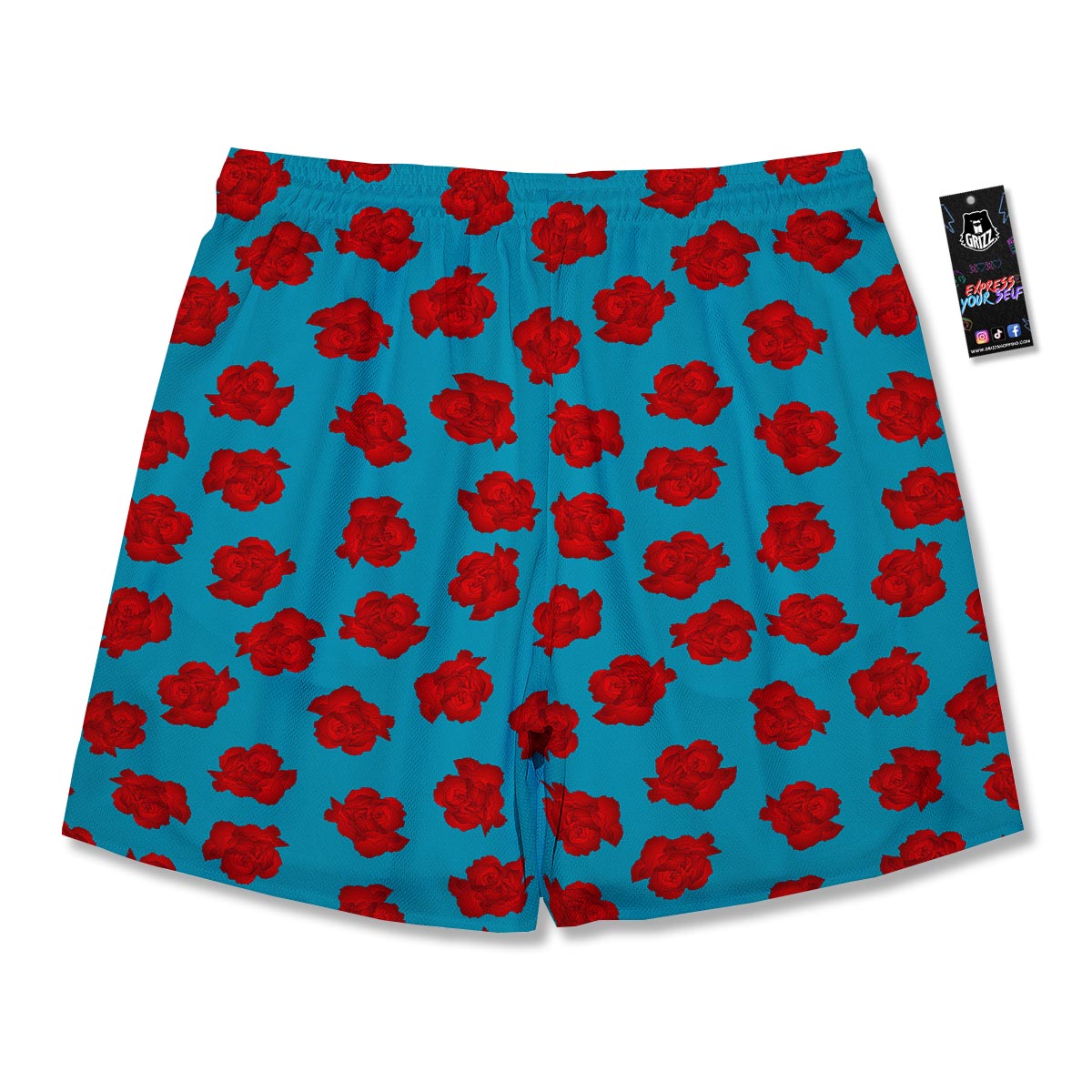 Carnation Blue And Red Print Pattern Men's Running Shorts-grizzshop