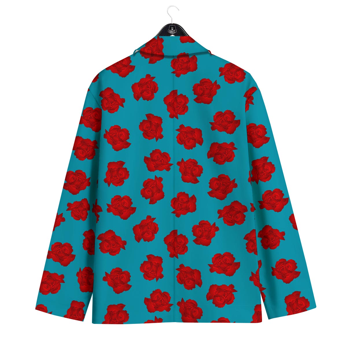 Carnation Blue And Red Print Pattern Men's Sport Coat-grizzshop