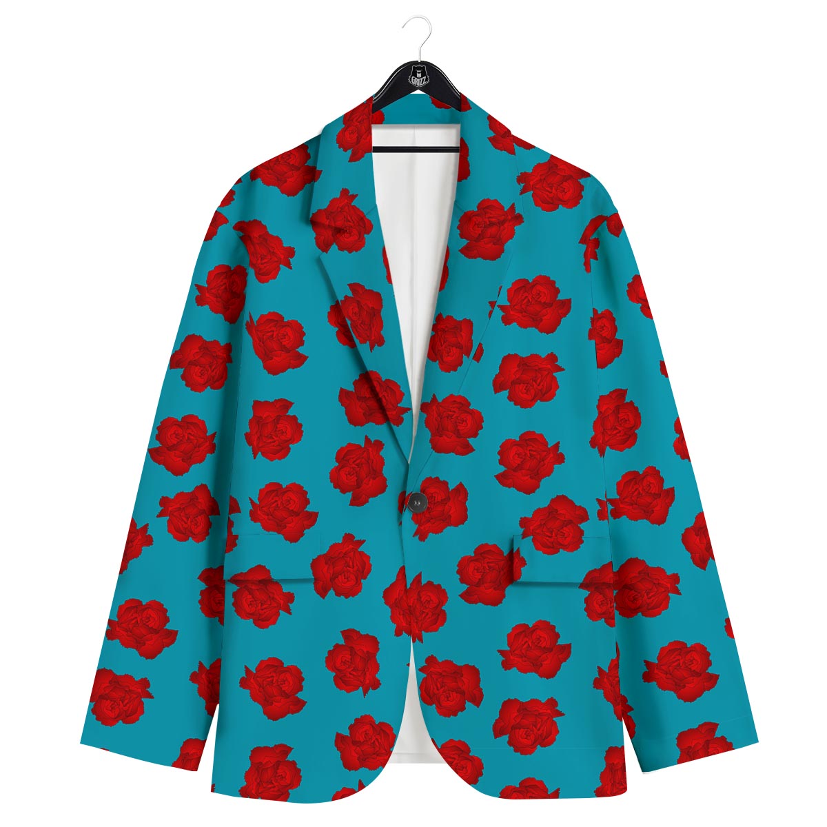 Carnation Blue And Red Print Pattern Men's Sport Coat-grizzshop