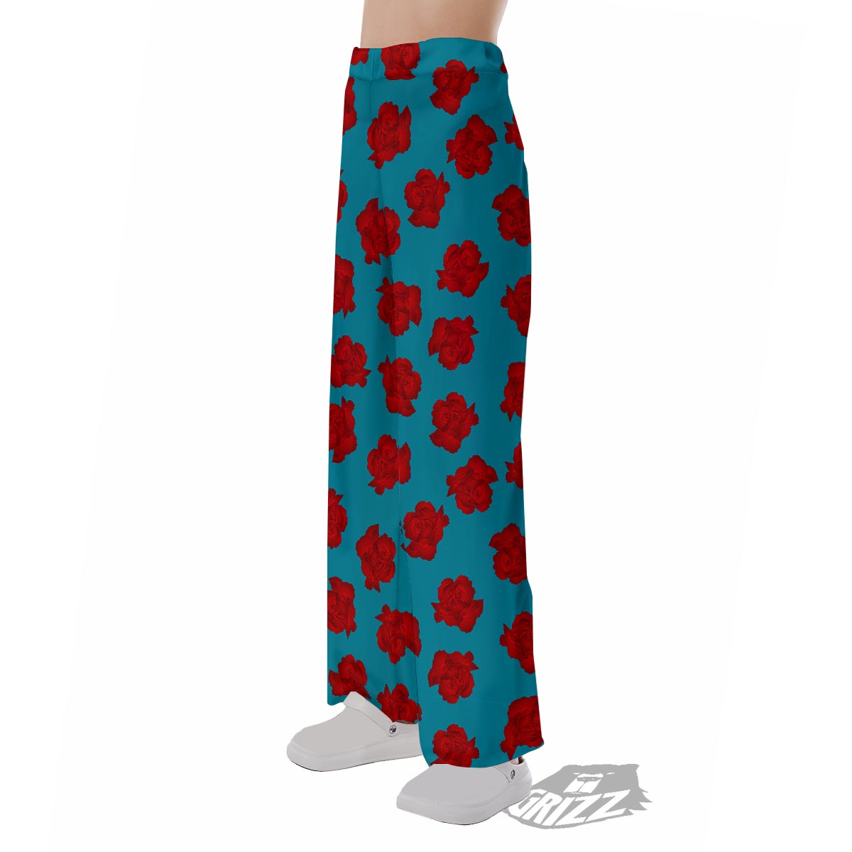 Carnation Blue And Red Print Pattern Pajama Pants-grizzshop