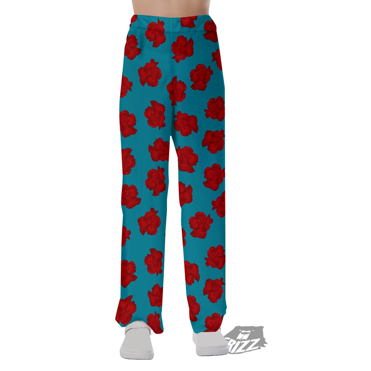 Carnation Blue And Red Print Pattern Pajama Pants-grizzshop