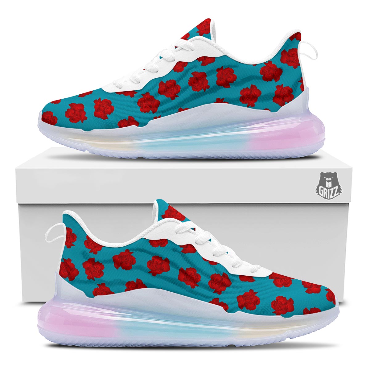 Carnation Blue And Red Print Pattern Running Sneakers-grizzshop