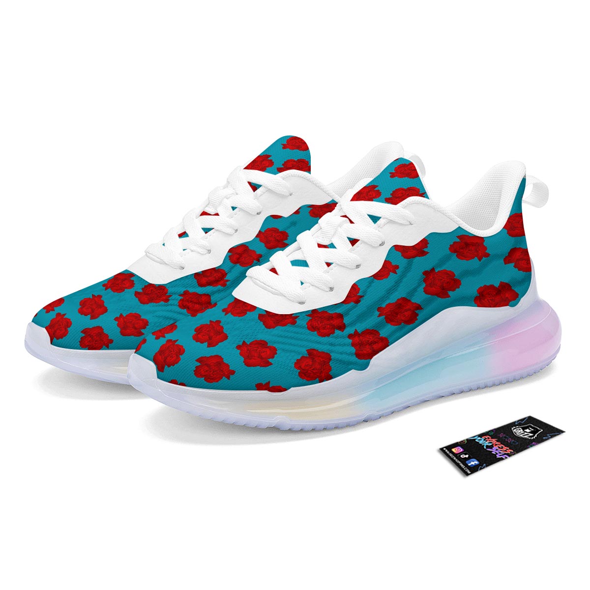 Carnation Blue And Red Print Pattern Running Sneakers-grizzshop