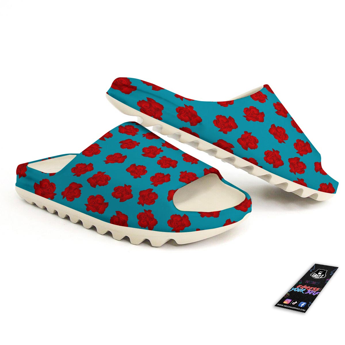Carnation Blue And Red Print Pattern Sandals-grizzshop