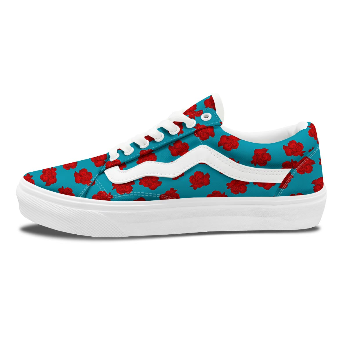 Carnation Blue And Red Print Pattern Skate Shoes-grizzshop
