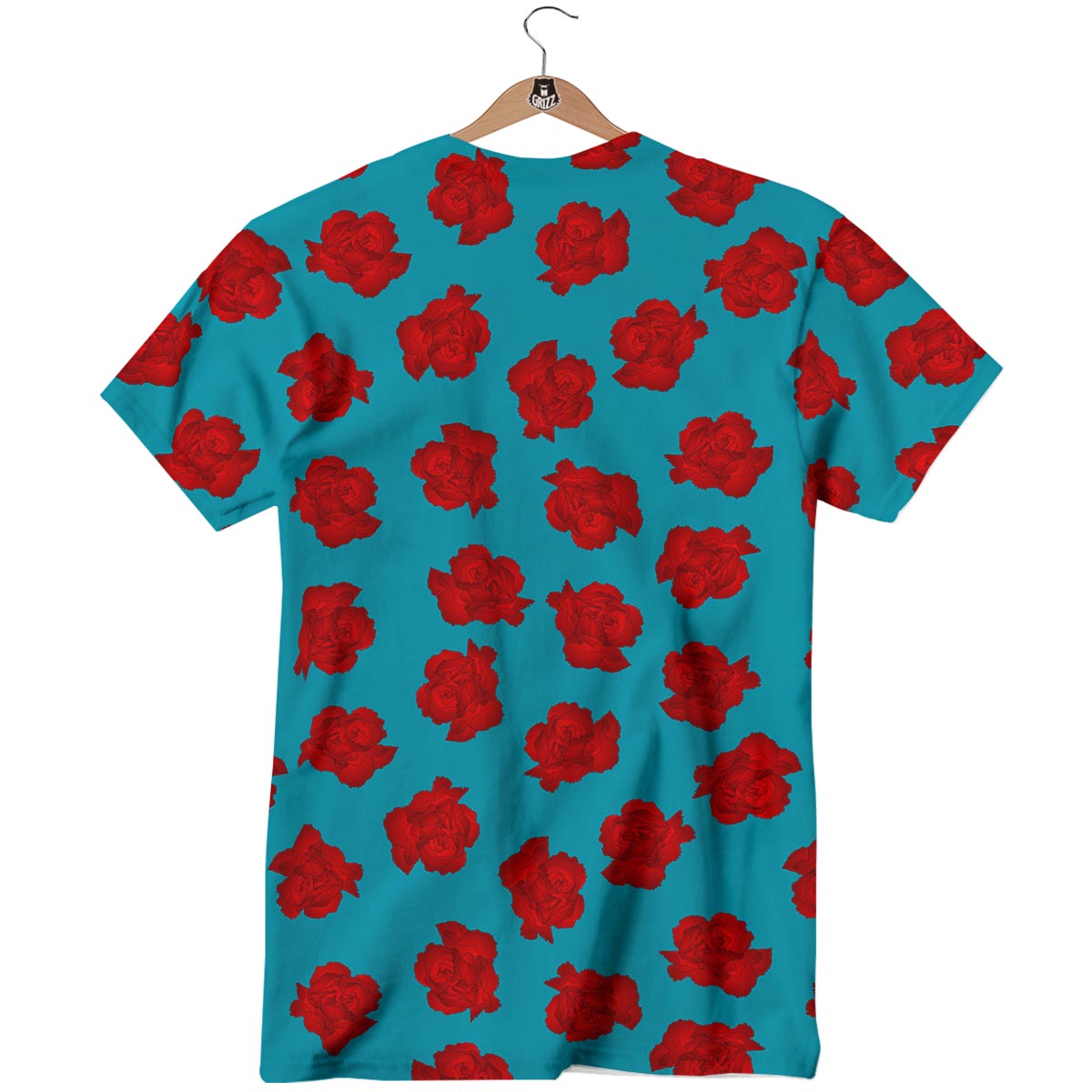 Carnation Blue And Red Print Pattern T-Shirt-grizzshop