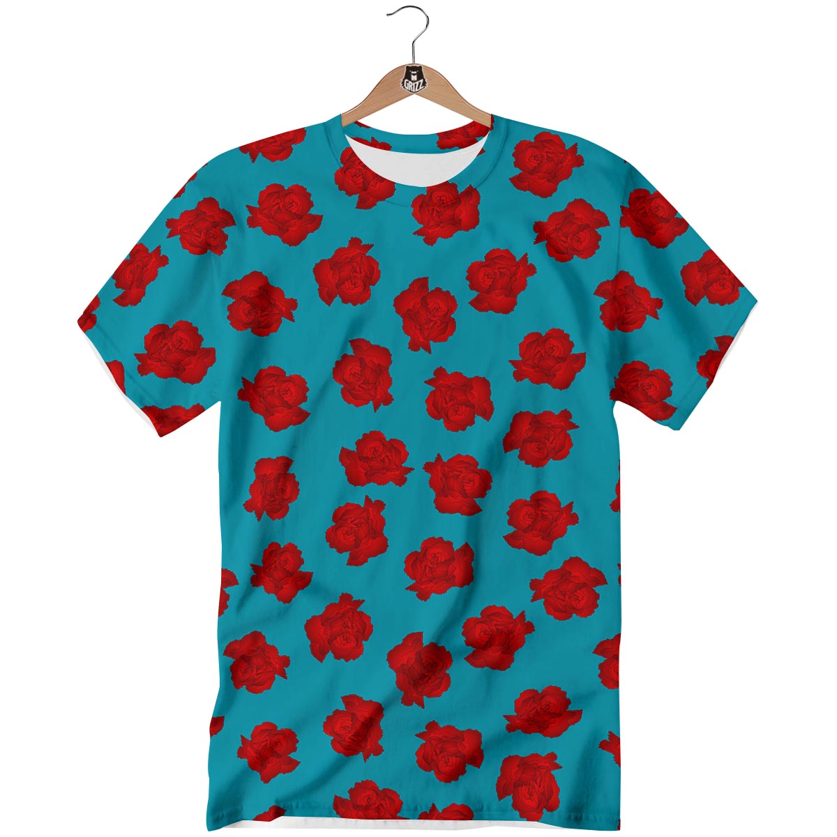 Carnation Blue And Red Print Pattern T-Shirt-grizzshop