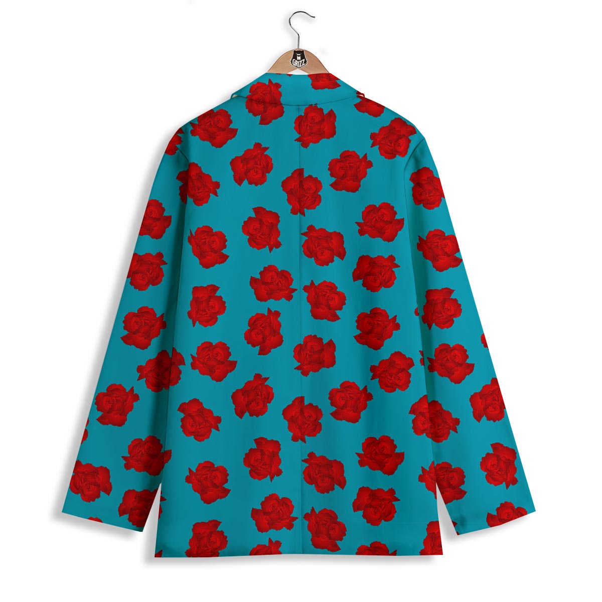 Carnation Blue And Red Print Pattern Women's Blazer-grizzshop
