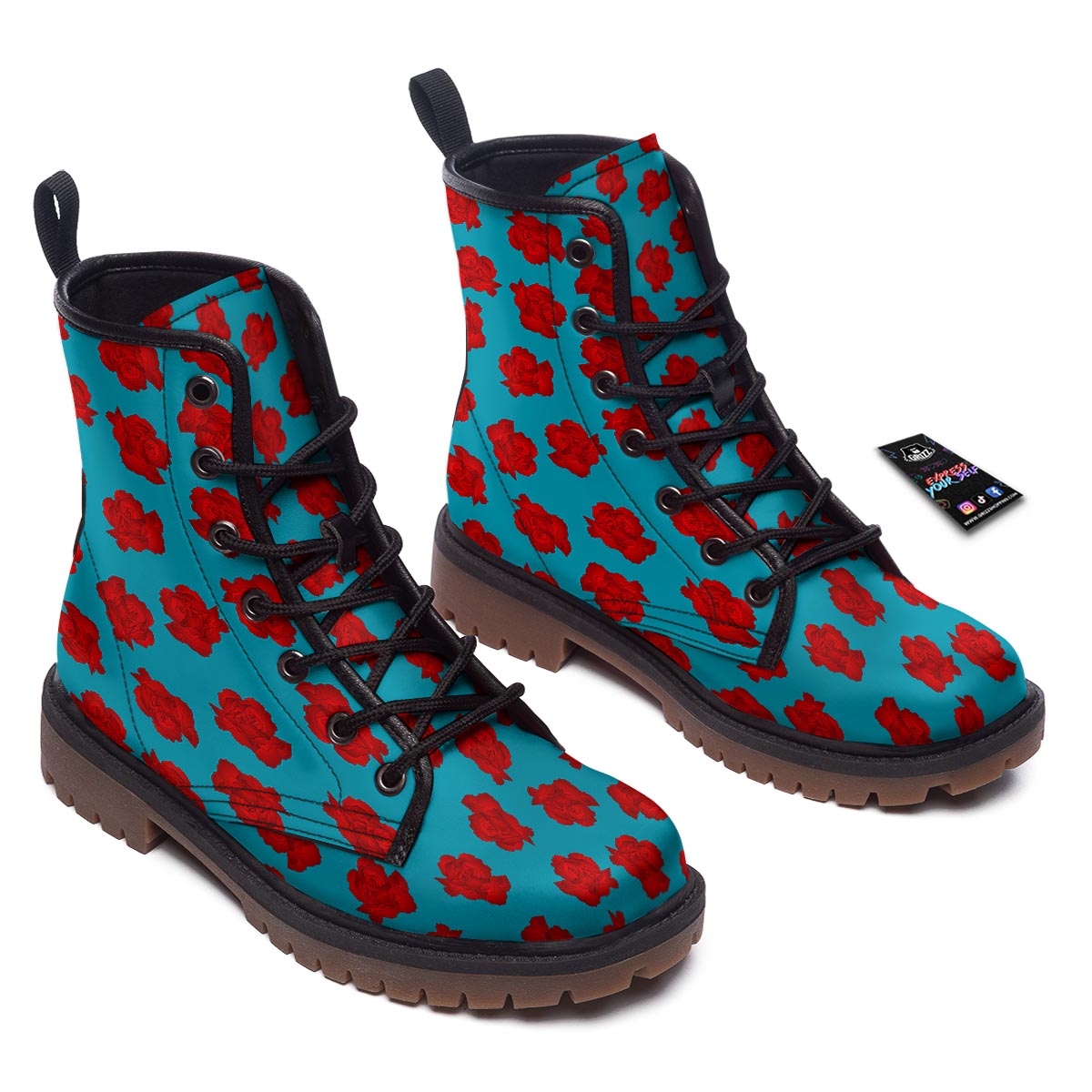 Carnation Blue And Red Print Pattern Work Boots-grizzshop