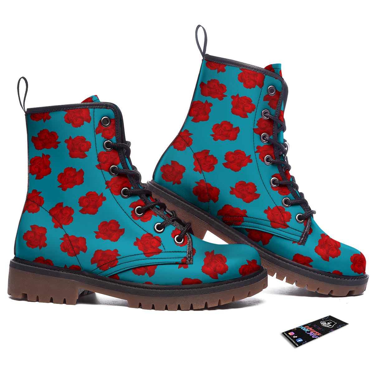 Carnation Blue And Red Print Pattern Work Boots-grizzshop