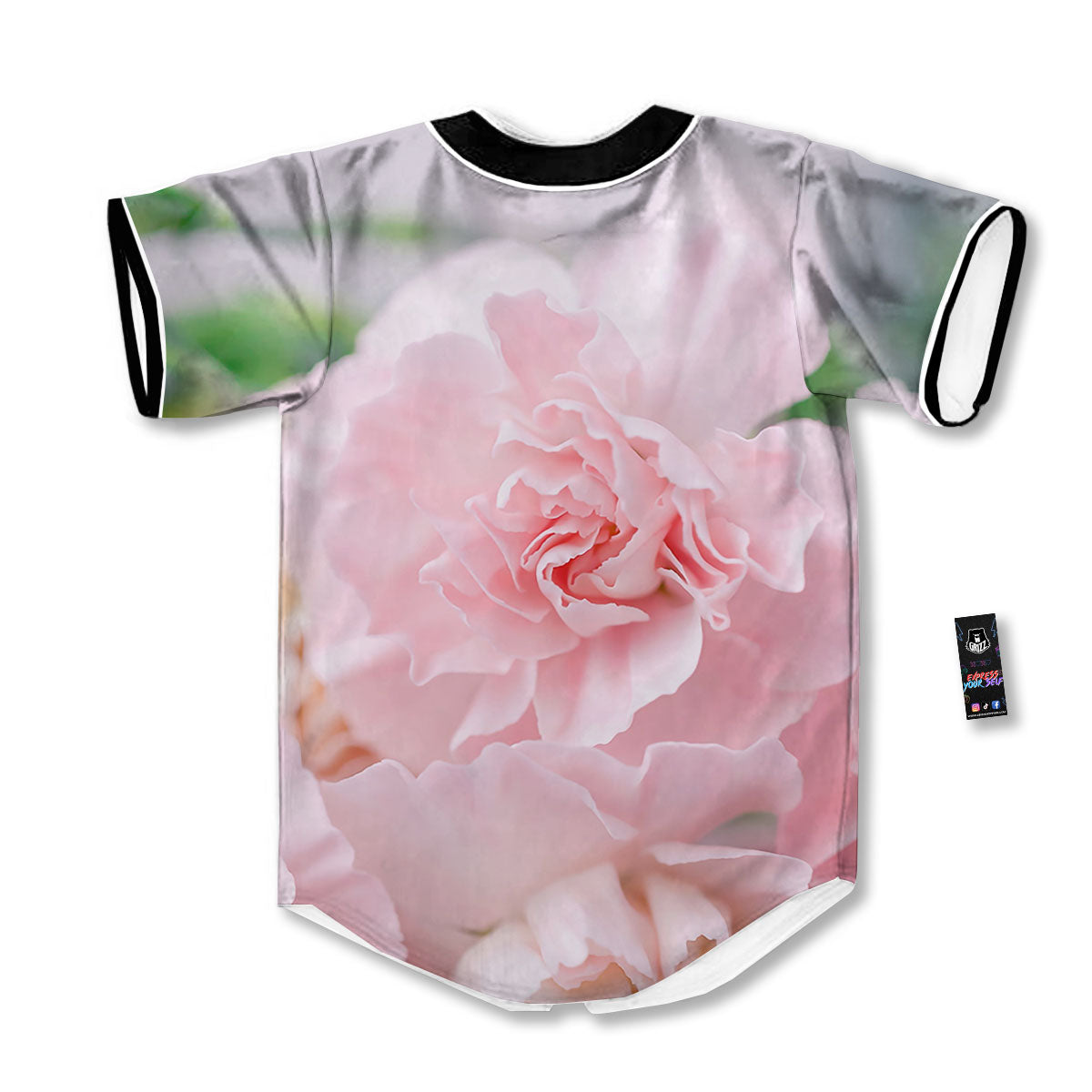 Carnation Flower Pink Print Baseball Jersey-grizzshop