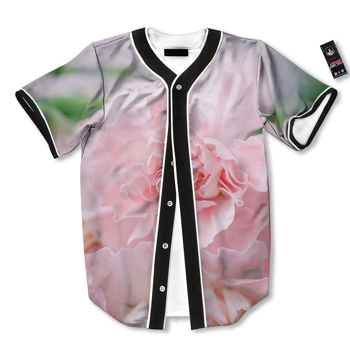 Carnation Flower Pink Print Baseball Jersey-grizzshop