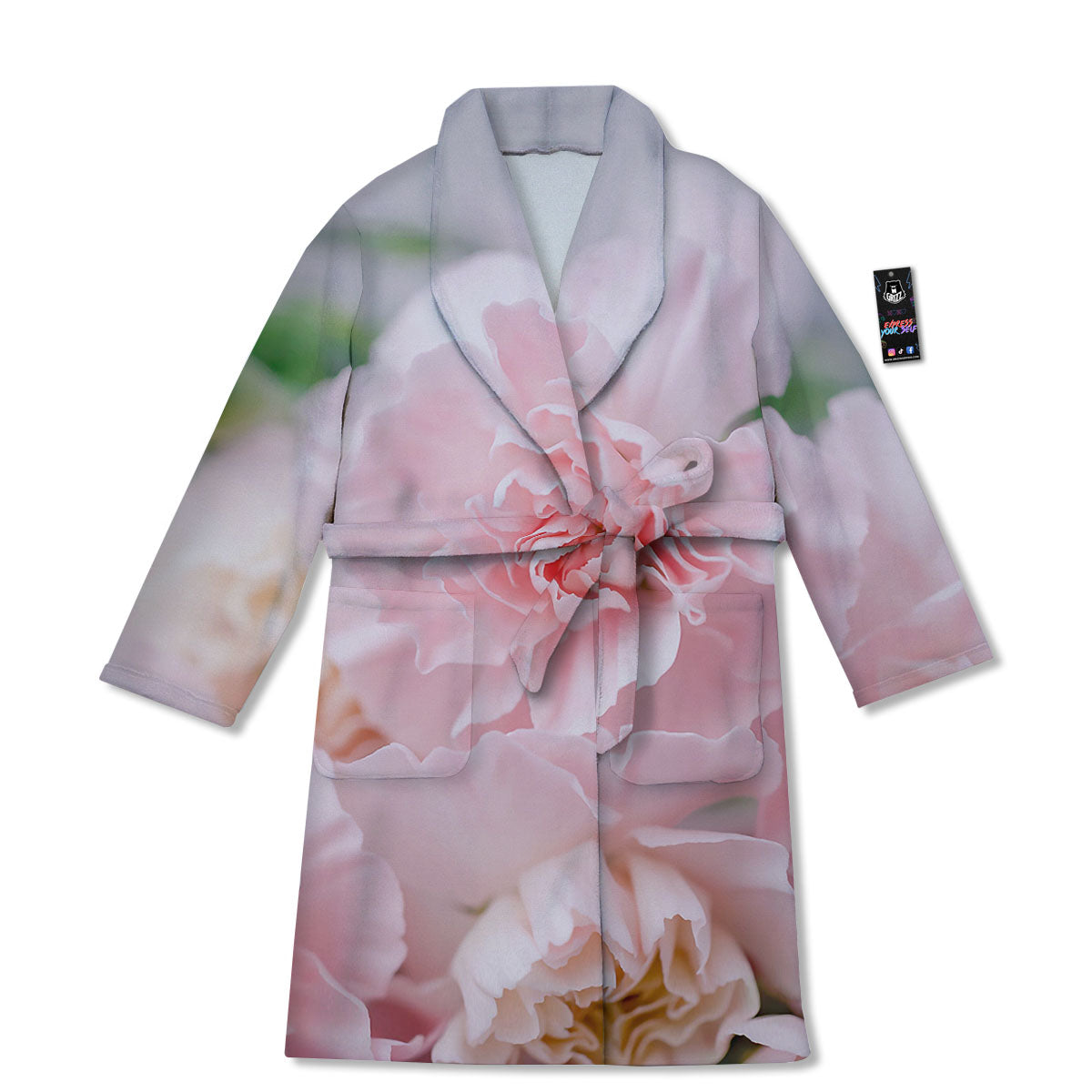 Carnation Flower Pink Print Bathrobe-grizzshop