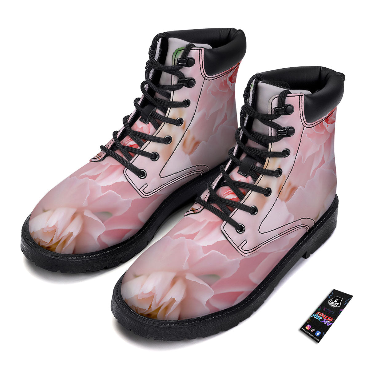 Carnation Flower Pink Print Boots-grizzshop