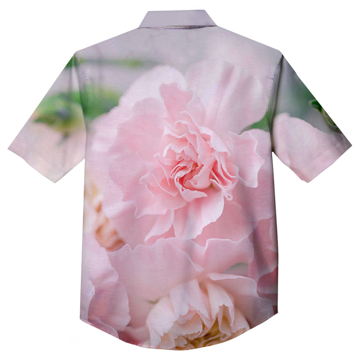 Carnation Flower Pink Print Button Up Shirt-grizzshop
