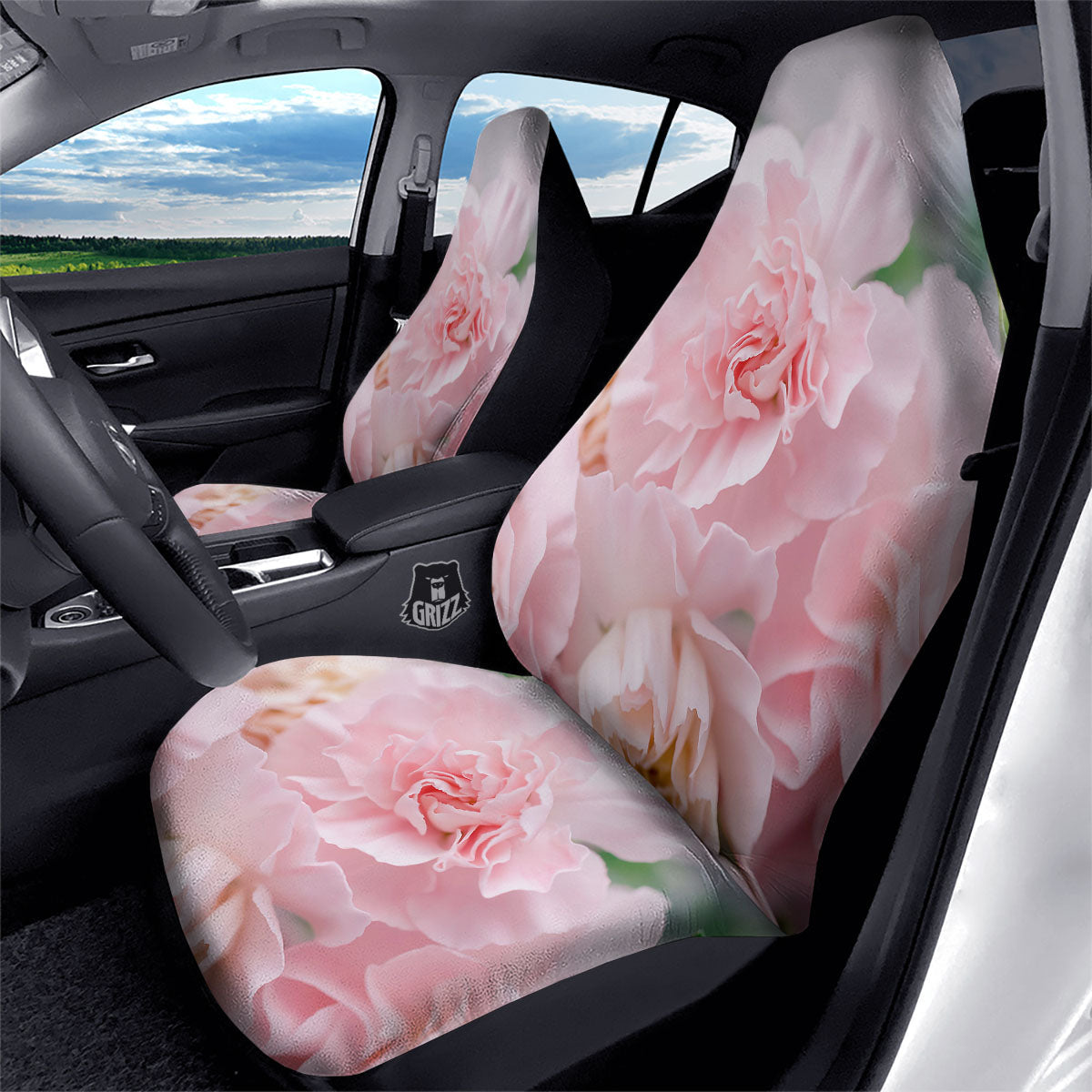 Carnation Flower Pink Print Car Seat Covers-grizzshop