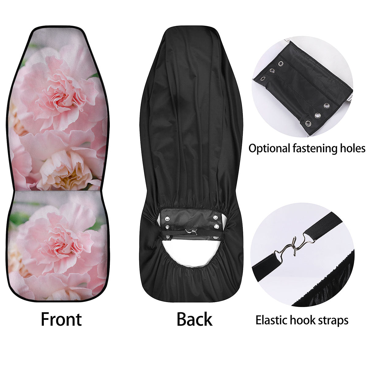 Carnation Flower Pink Print Car Seat Covers-grizzshop