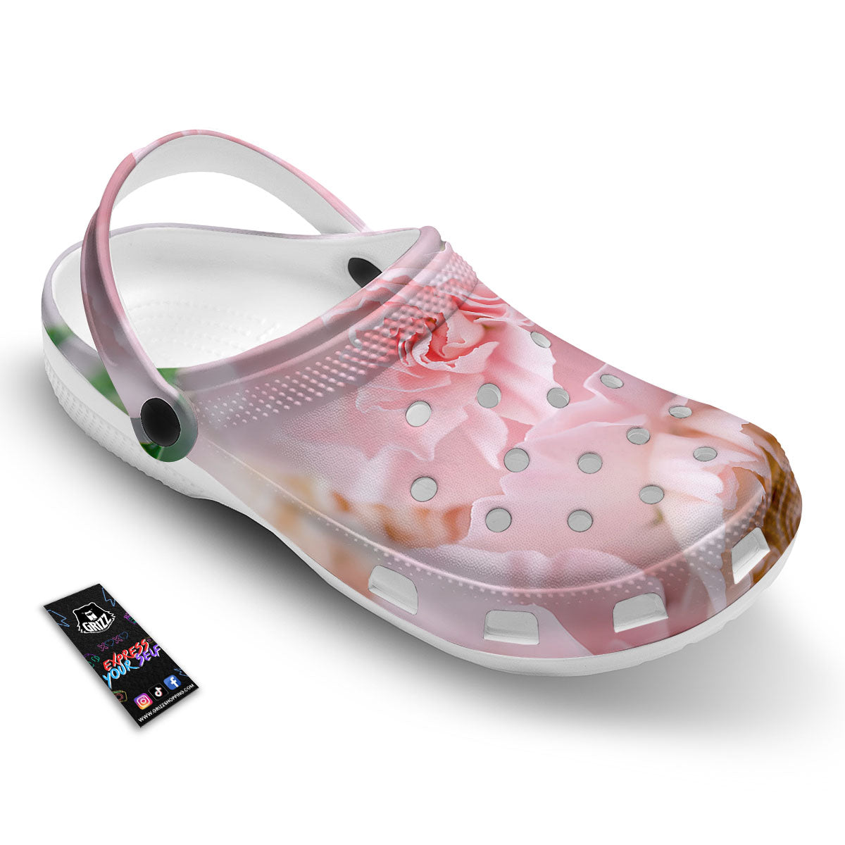 Carnation Flower Pink Print Clog-grizzshop