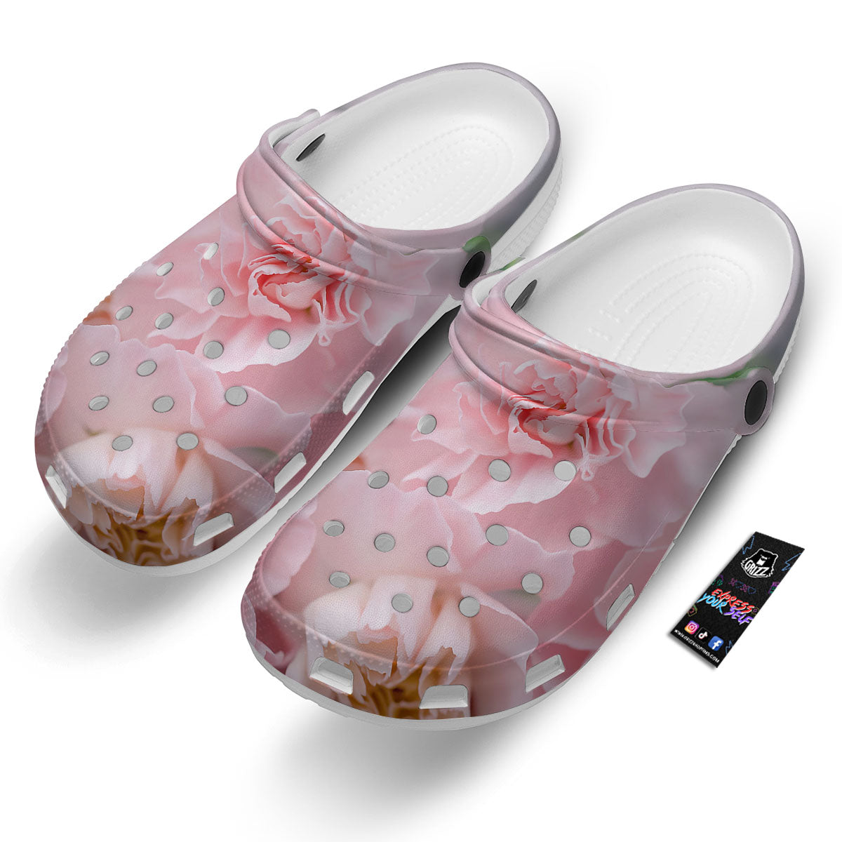 Carnation Flower Pink Print Clog-grizzshop