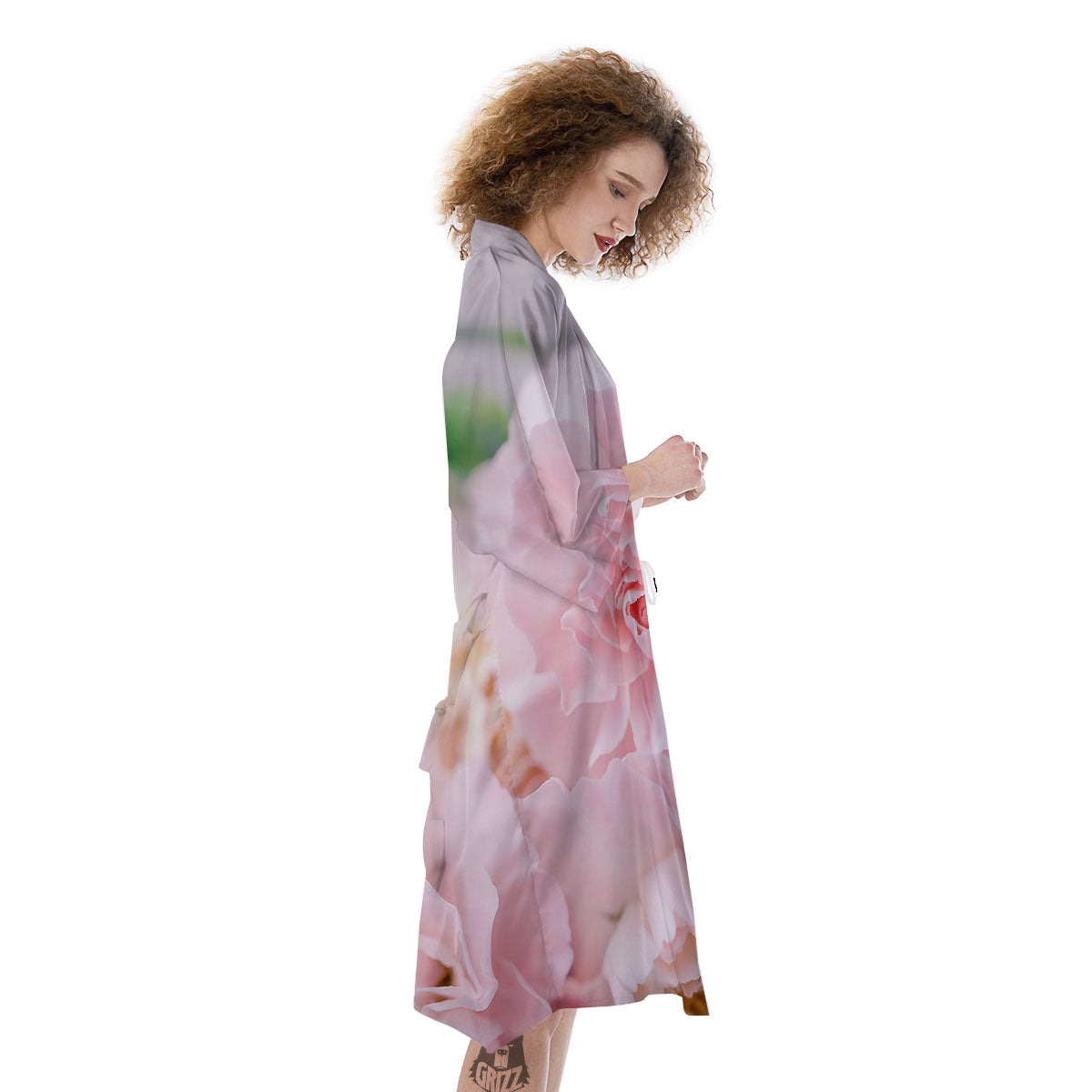 Carnation Flower Pink Print Kimono-grizzshop