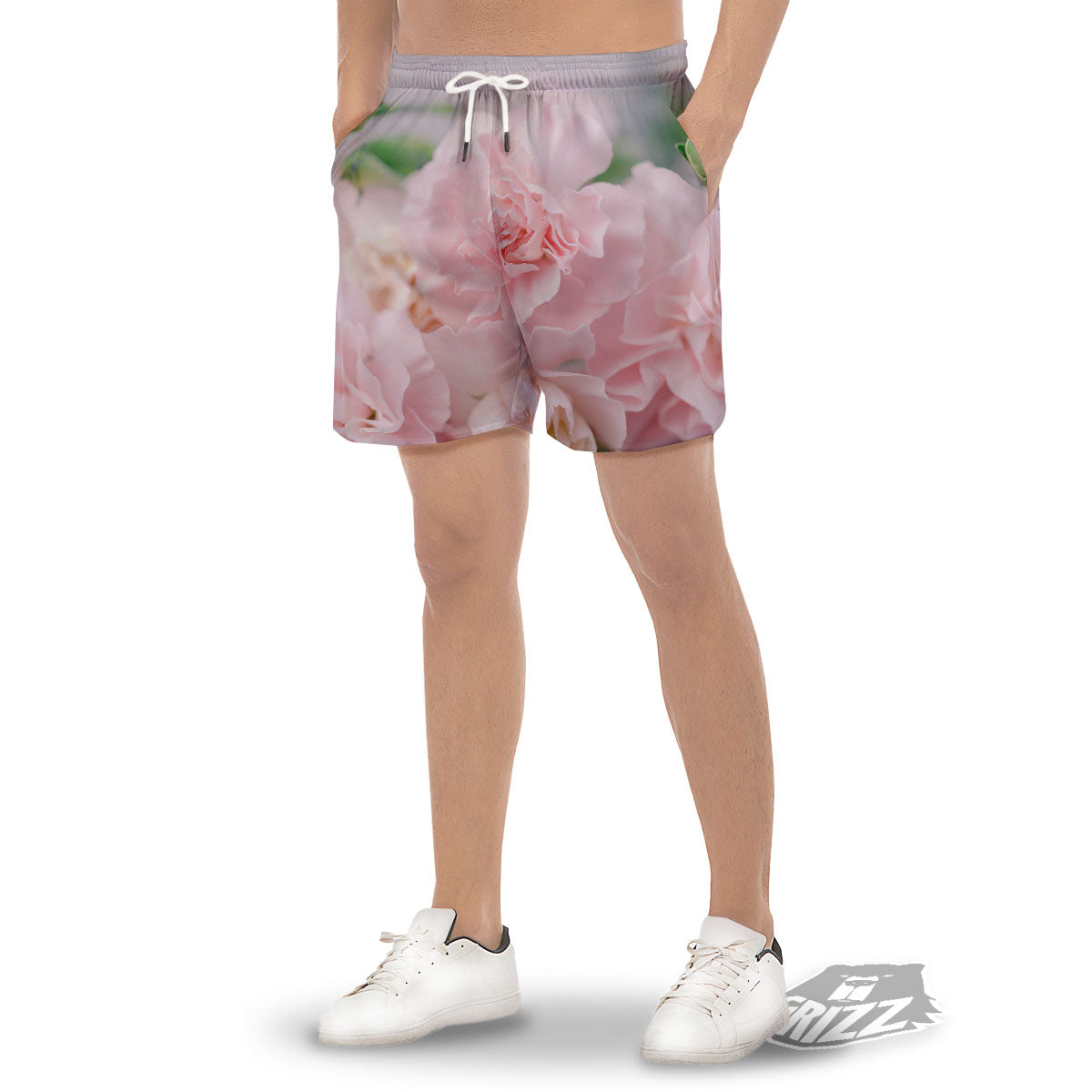 Carnation Flower Pink Print Men's Gym Shorts-grizzshop