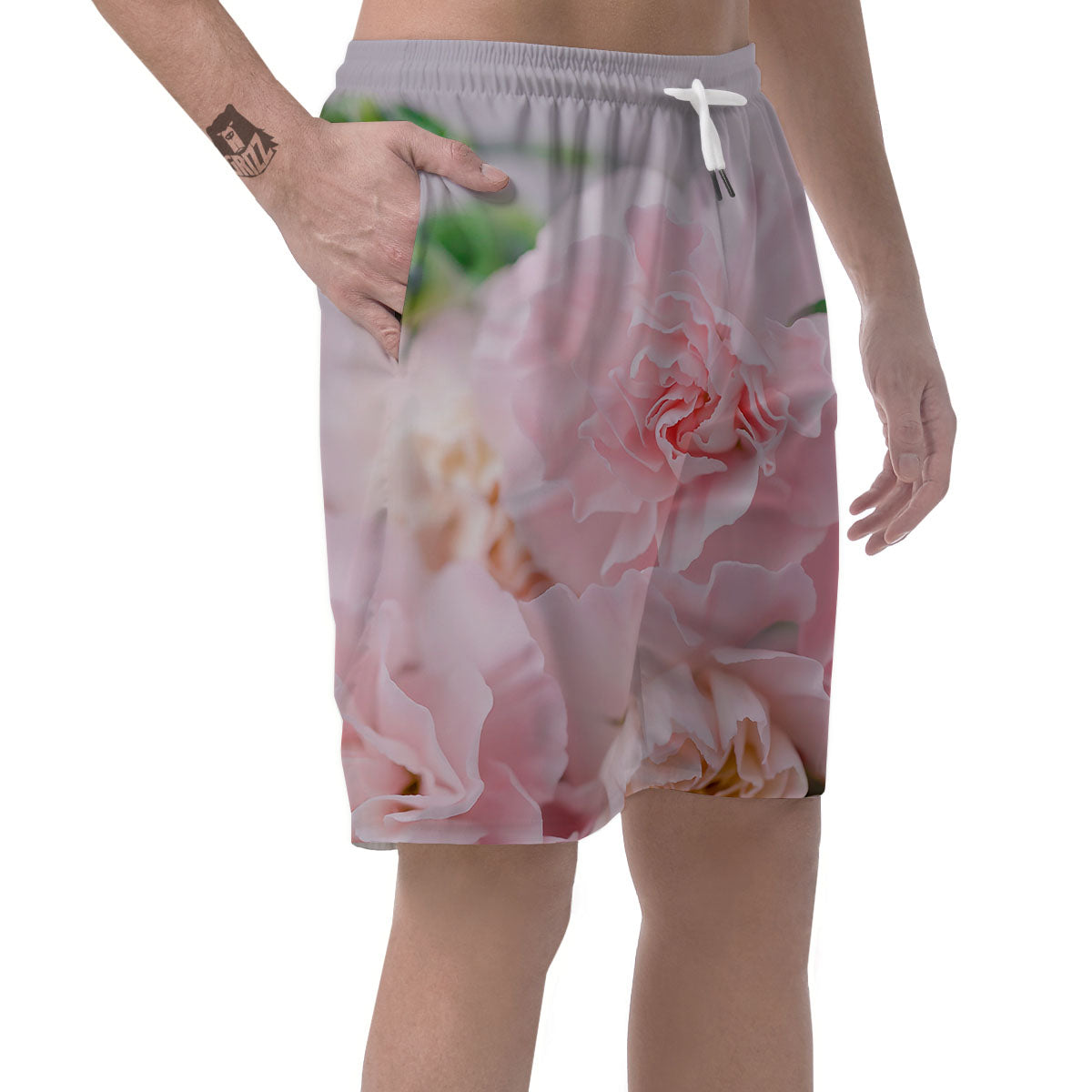 Carnation Flower Pink Print Men's Shorts-grizzshop