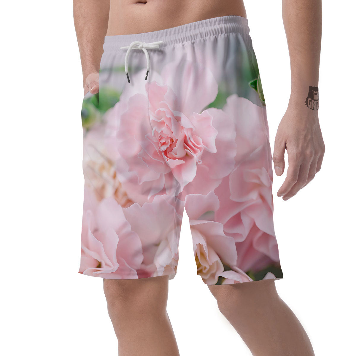 Carnation Flower Pink Print Men's Shorts-grizzshop