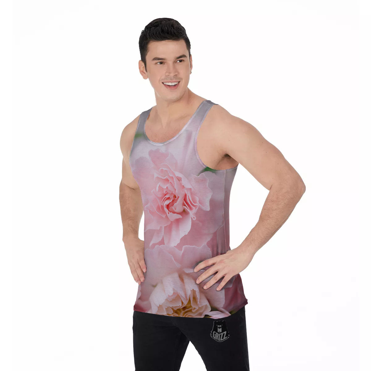 Carnation Flower Pink Print Men's Tank Top-grizzshop
