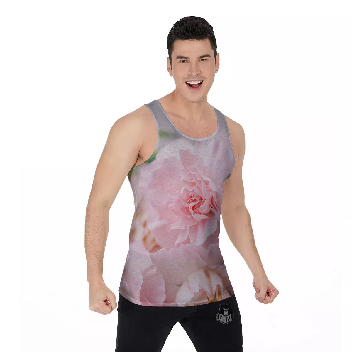 Carnation Flower Pink Print Men's Tank Top-grizzshop