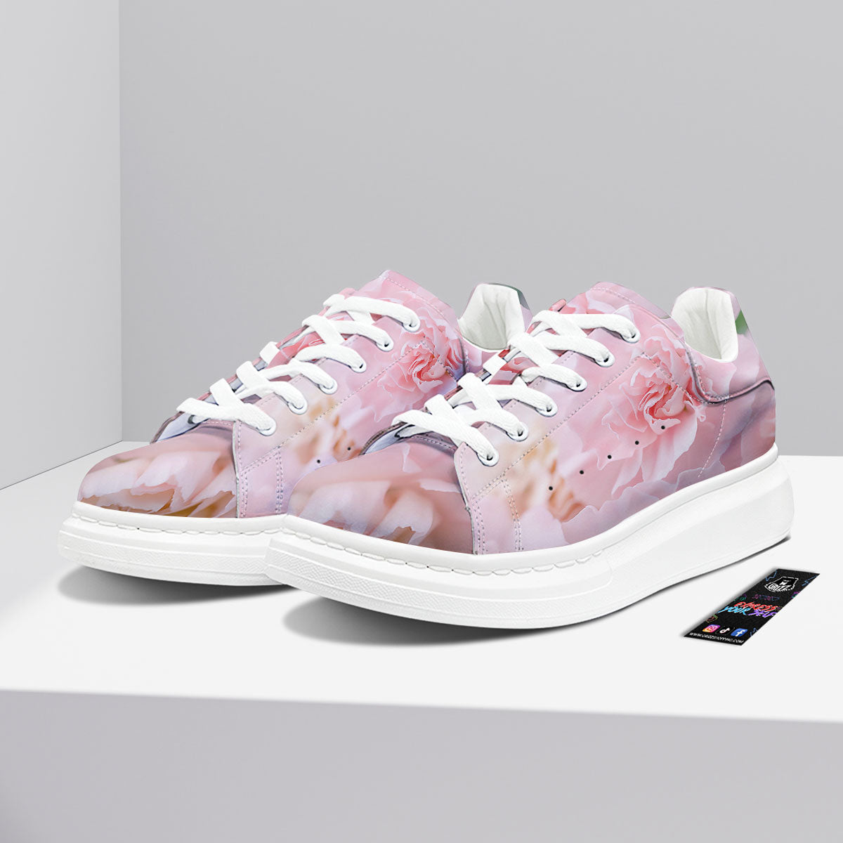 Carnation Flower Pink Print Platform Shoes-grizzshop