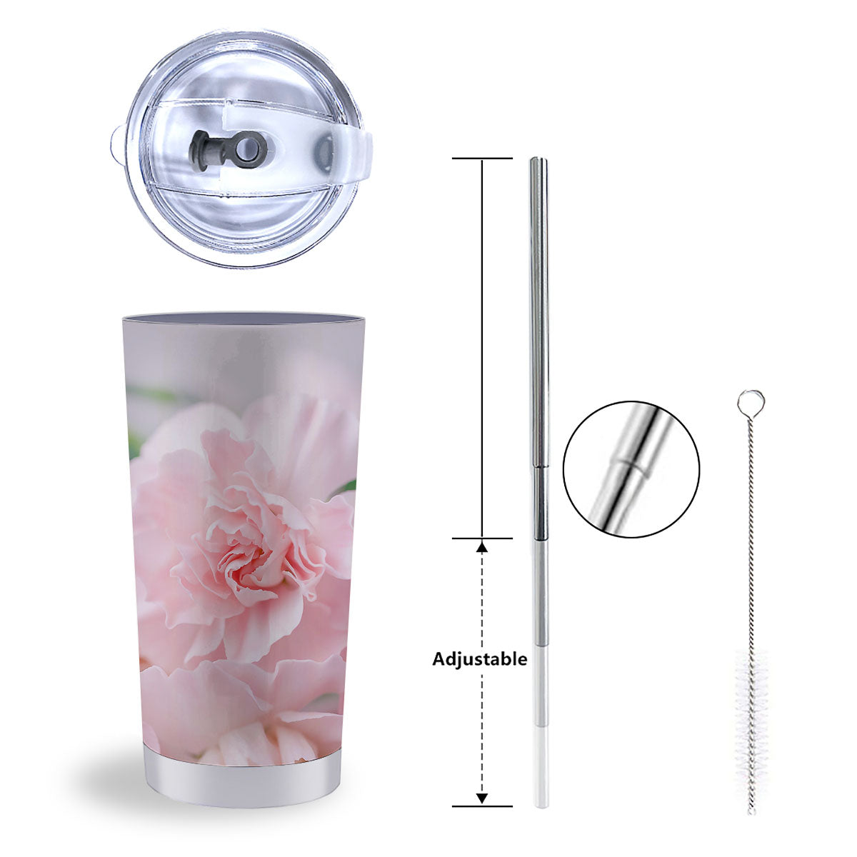 Carnation Flower Pink Print Tumbler-grizzshop