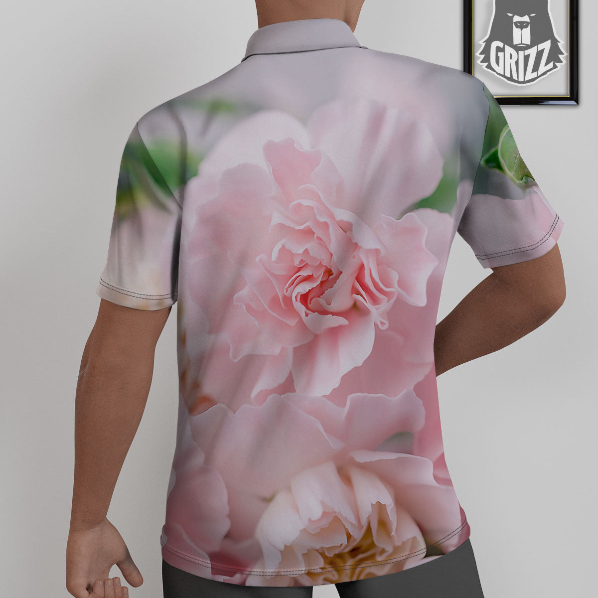 Carnation Flower Pink Print Untucked Shirts-grizzshop