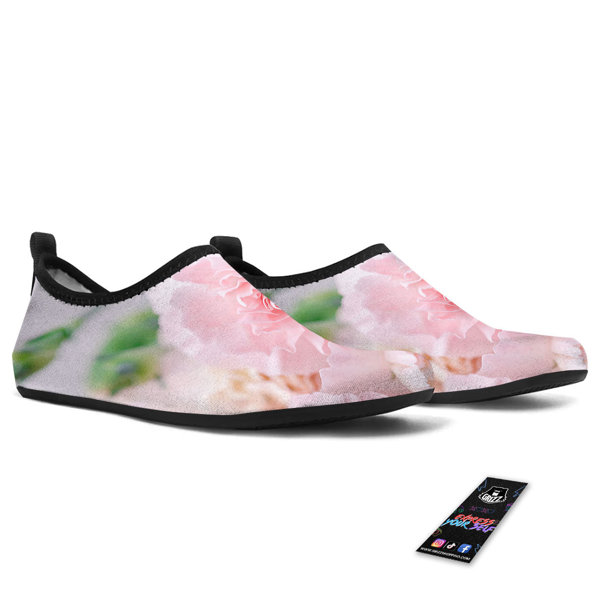 Carnation Flower Pink Print Water Shoes-grizzshop