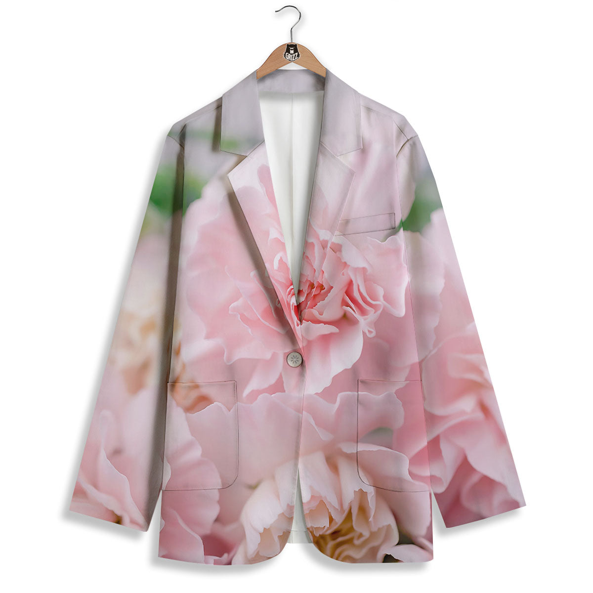 Carnation Flower Pink Print Women's Blazer-grizzshop