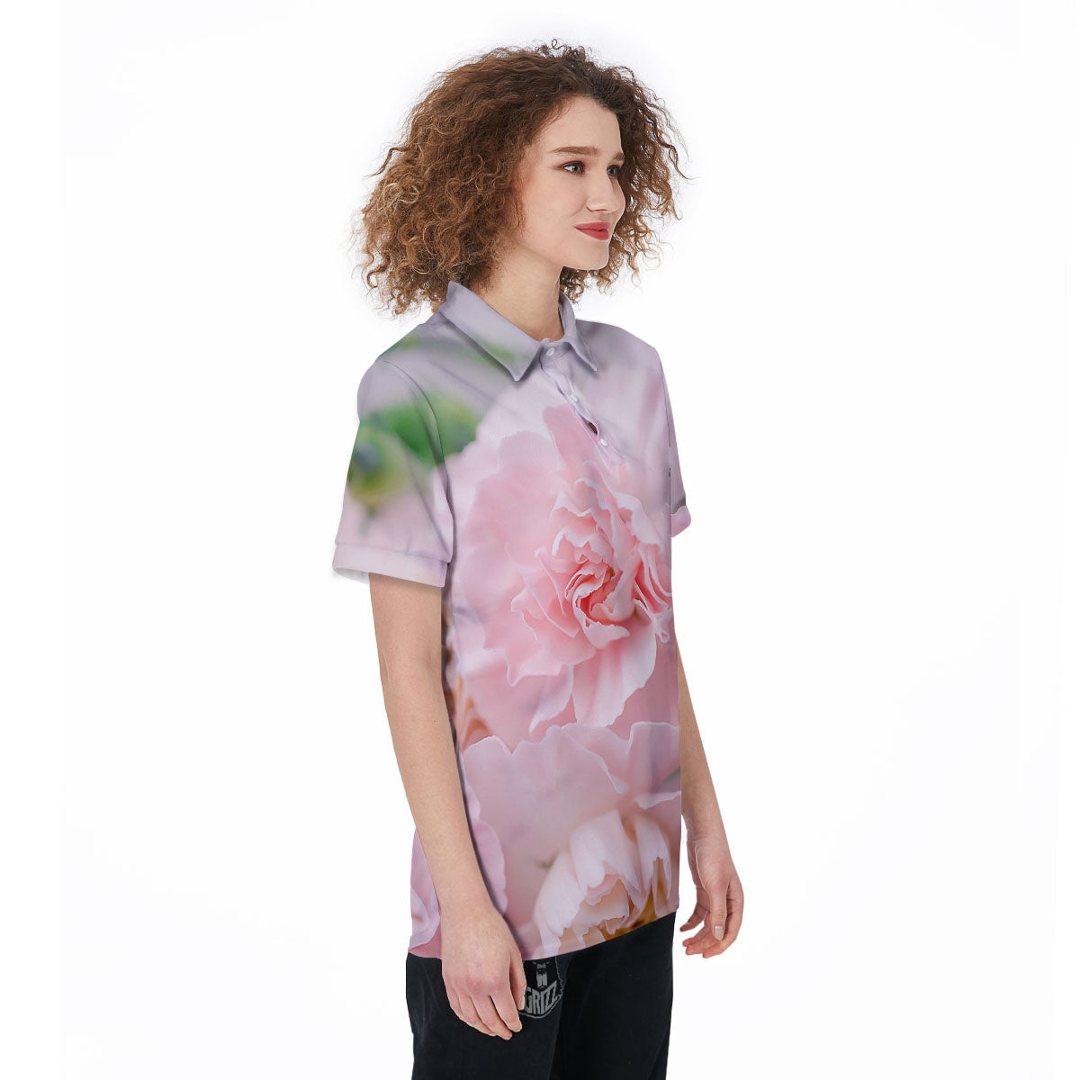 Carnation Flower Pink Print Women's Golf Shirts-grizzshop