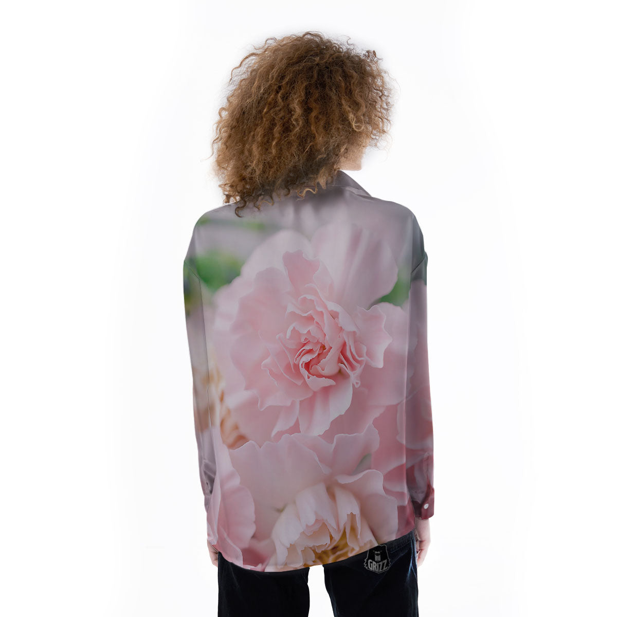 Carnation Flower Pink Print Women's Long Sleeve Shirts-grizzshop