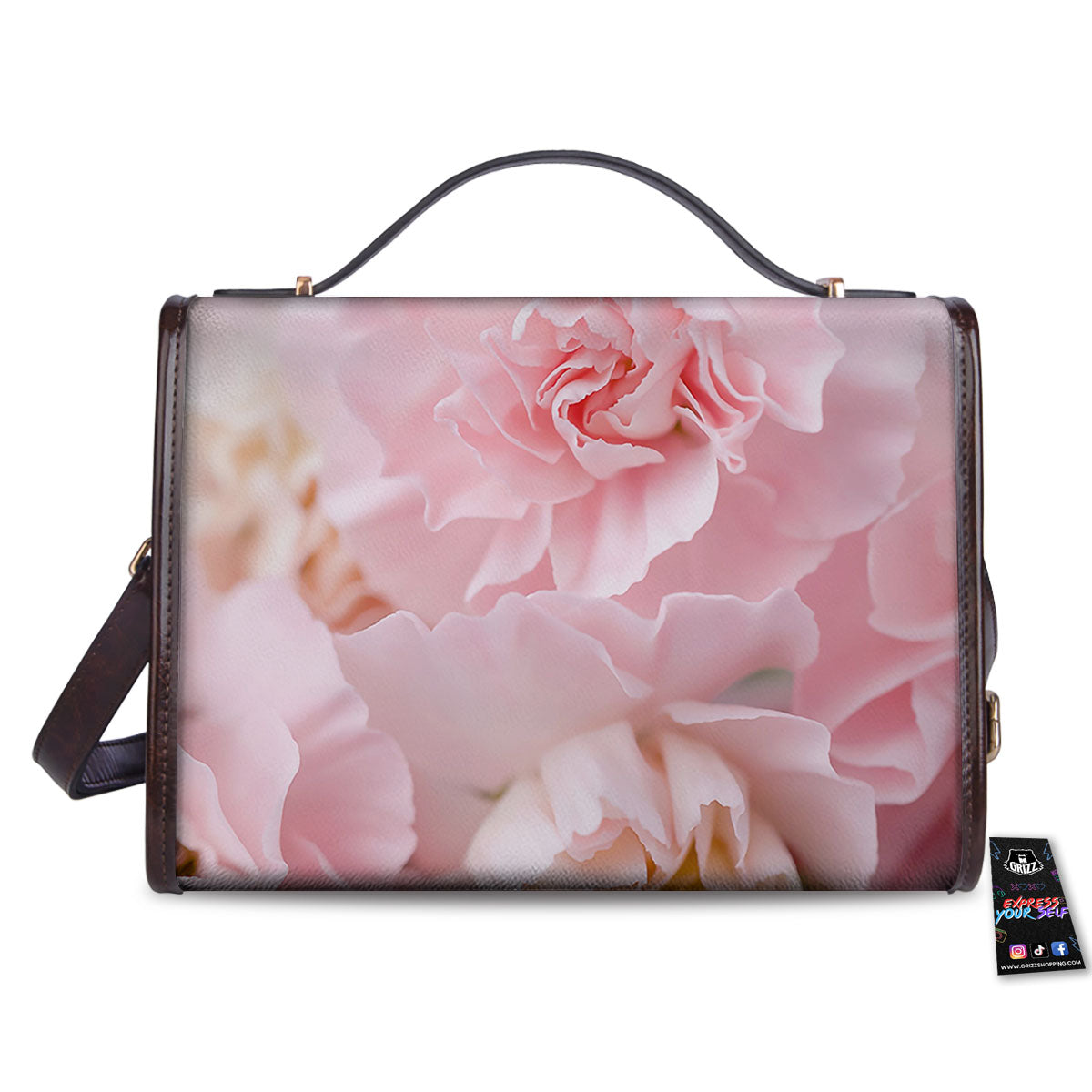 Carnation Flower Pink Print Women's Satchel Bag-grizzshop