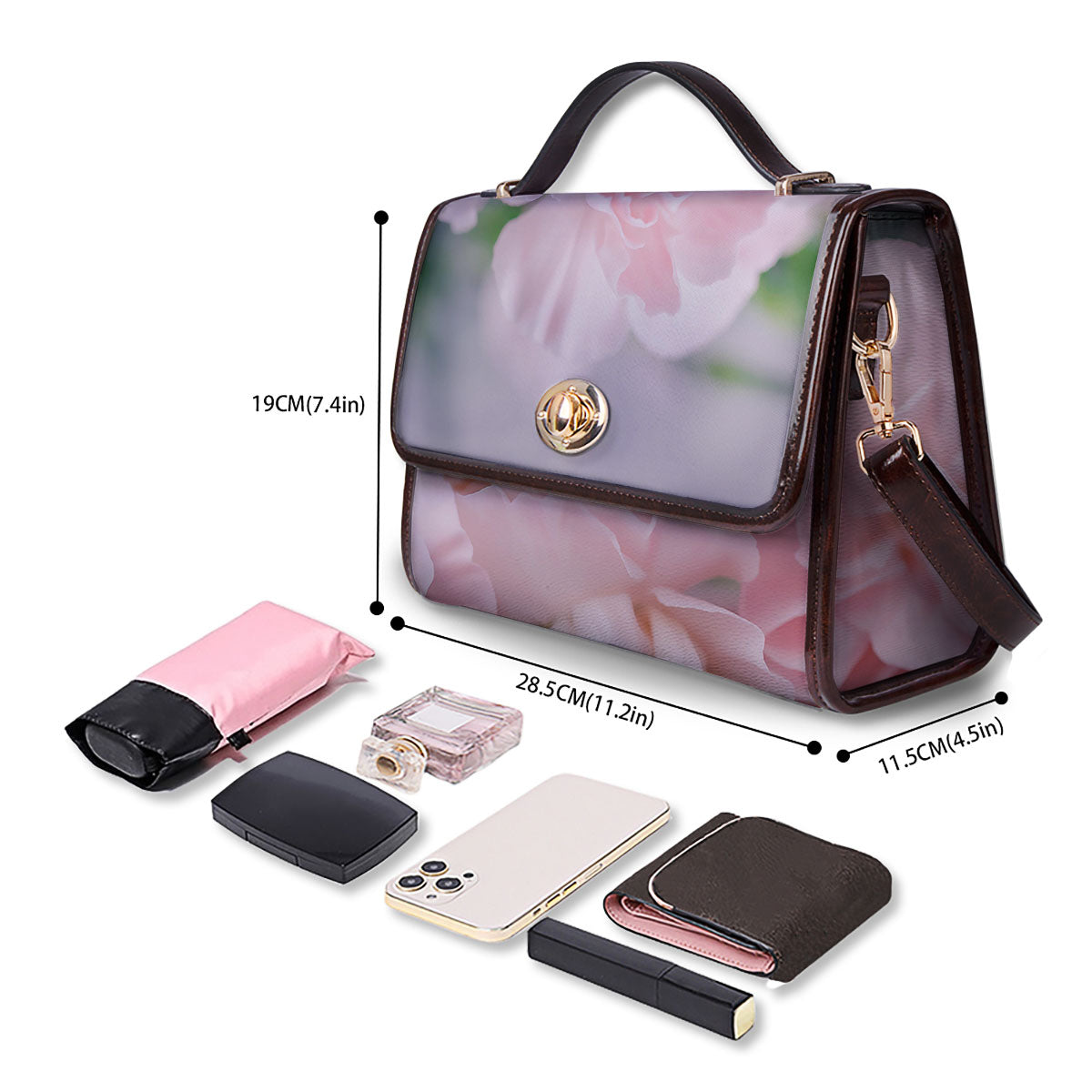 Carnation Flower Pink Print Women's Satchel Bag-grizzshop