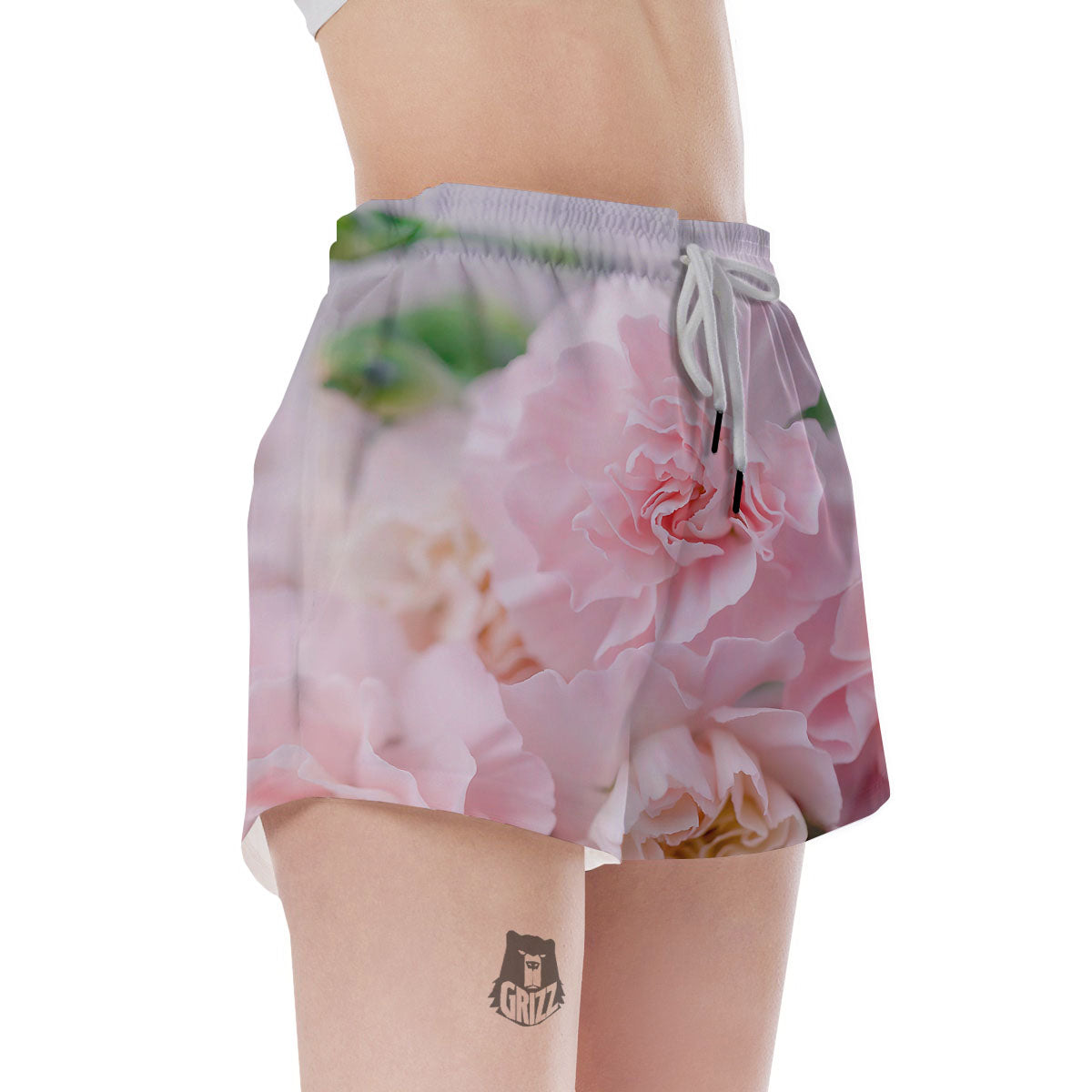 Carnation Flower Pink Print Women's Shorts-grizzshop