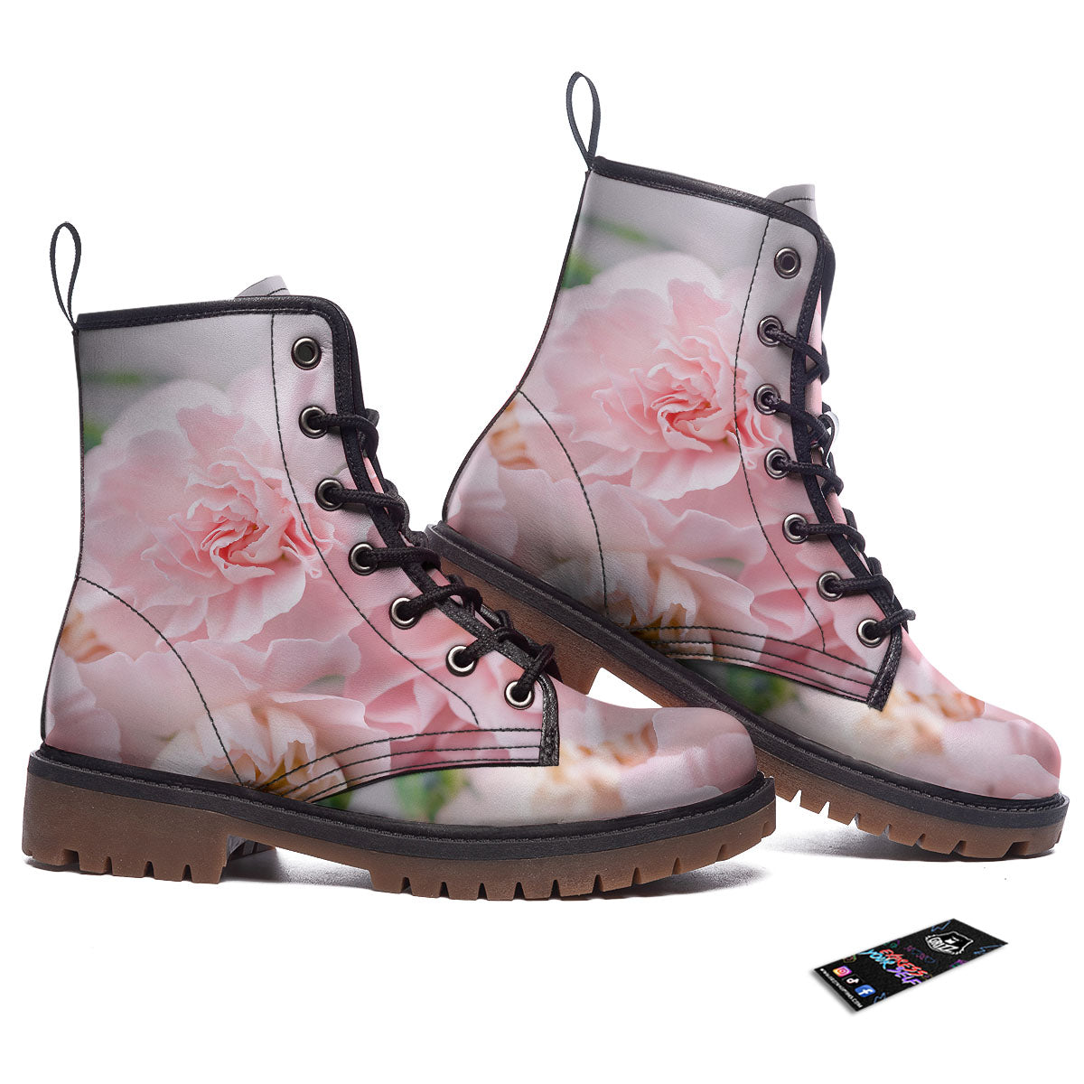 Carnation Flower Pink Print Work Boots-grizzshop