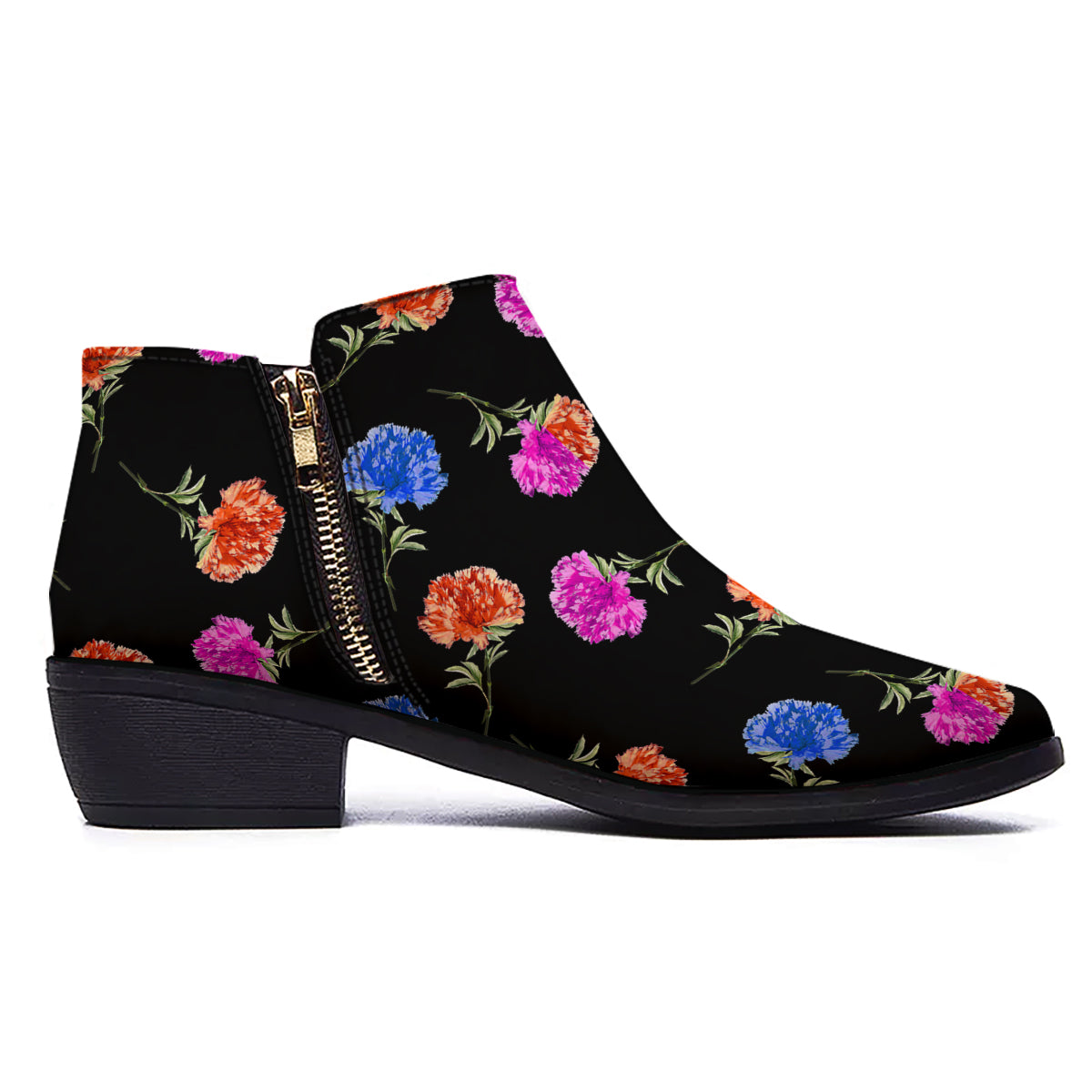 Carnation Watercolor Print Pattern Ankle Boots-grizzshop