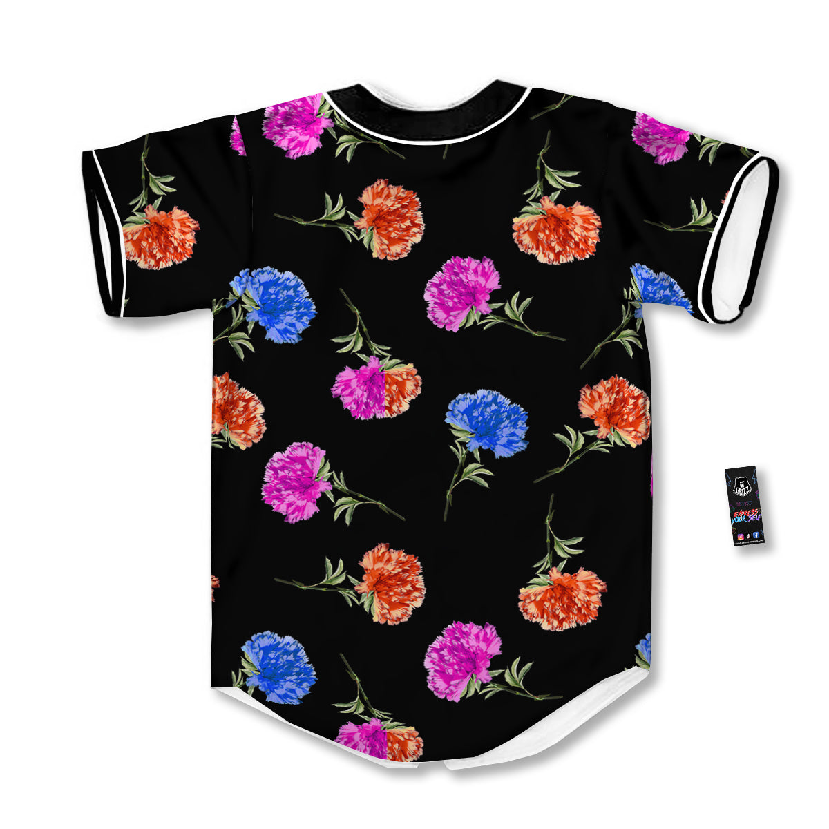 Carnation Watercolor Print Pattern Baseball Jersey-grizzshop