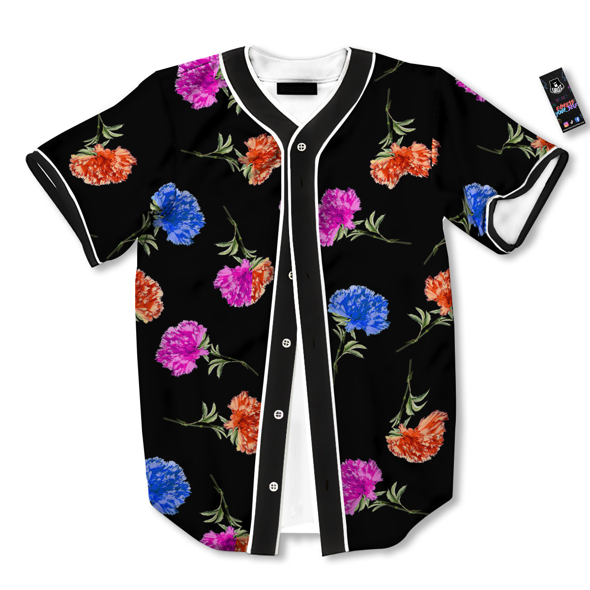 Carnation Watercolor Print Pattern Baseball Jersey-grizzshop